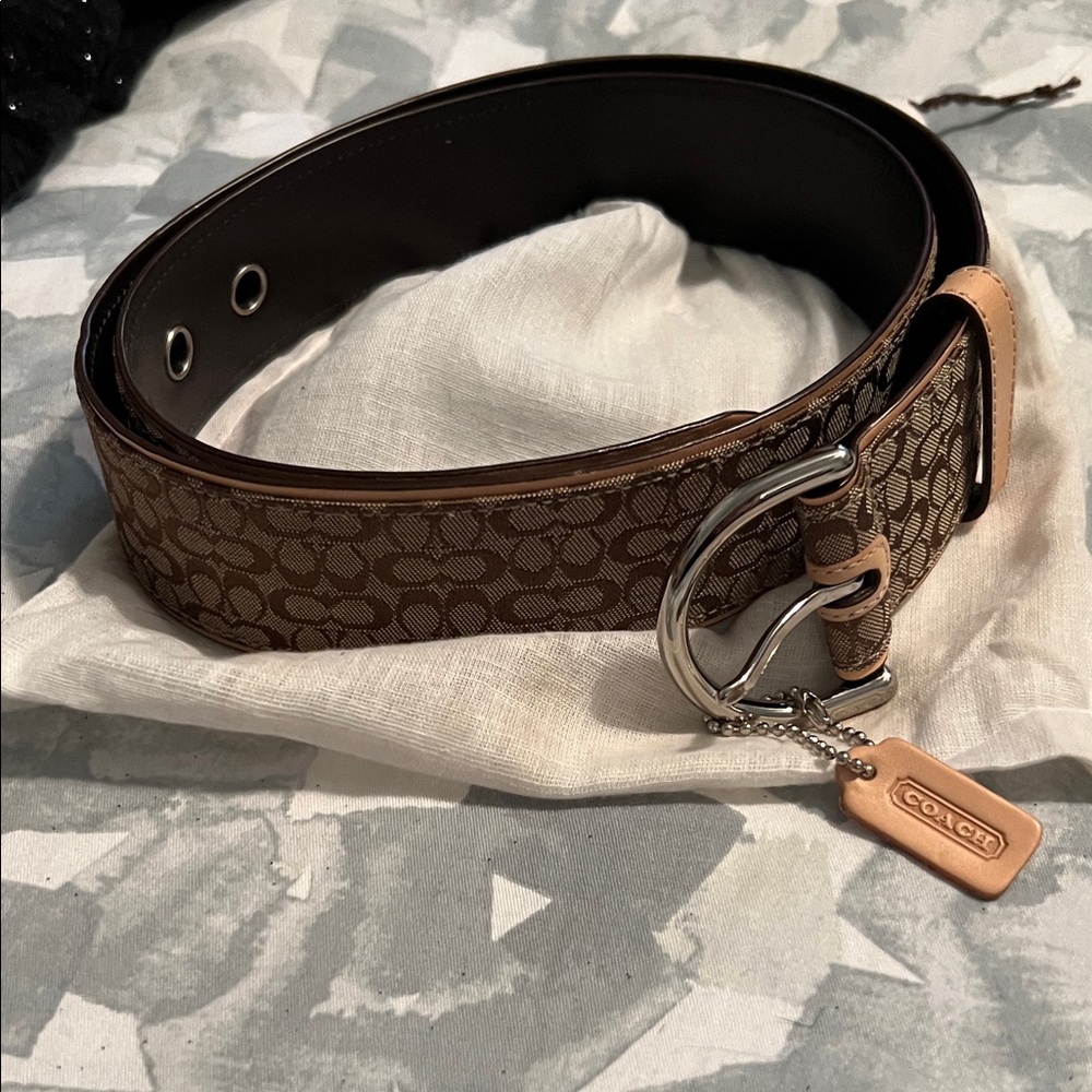 Coach Brown Leather Belt with Silver Buckle
38L